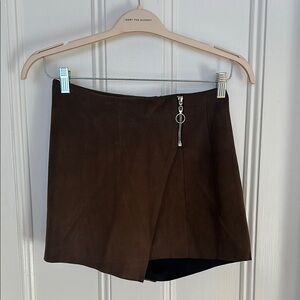 Brown Suede Mini Skirt